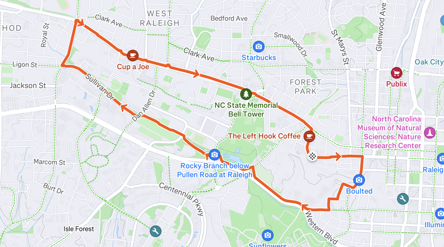 Morgan Street Run Club 5 Mile Route