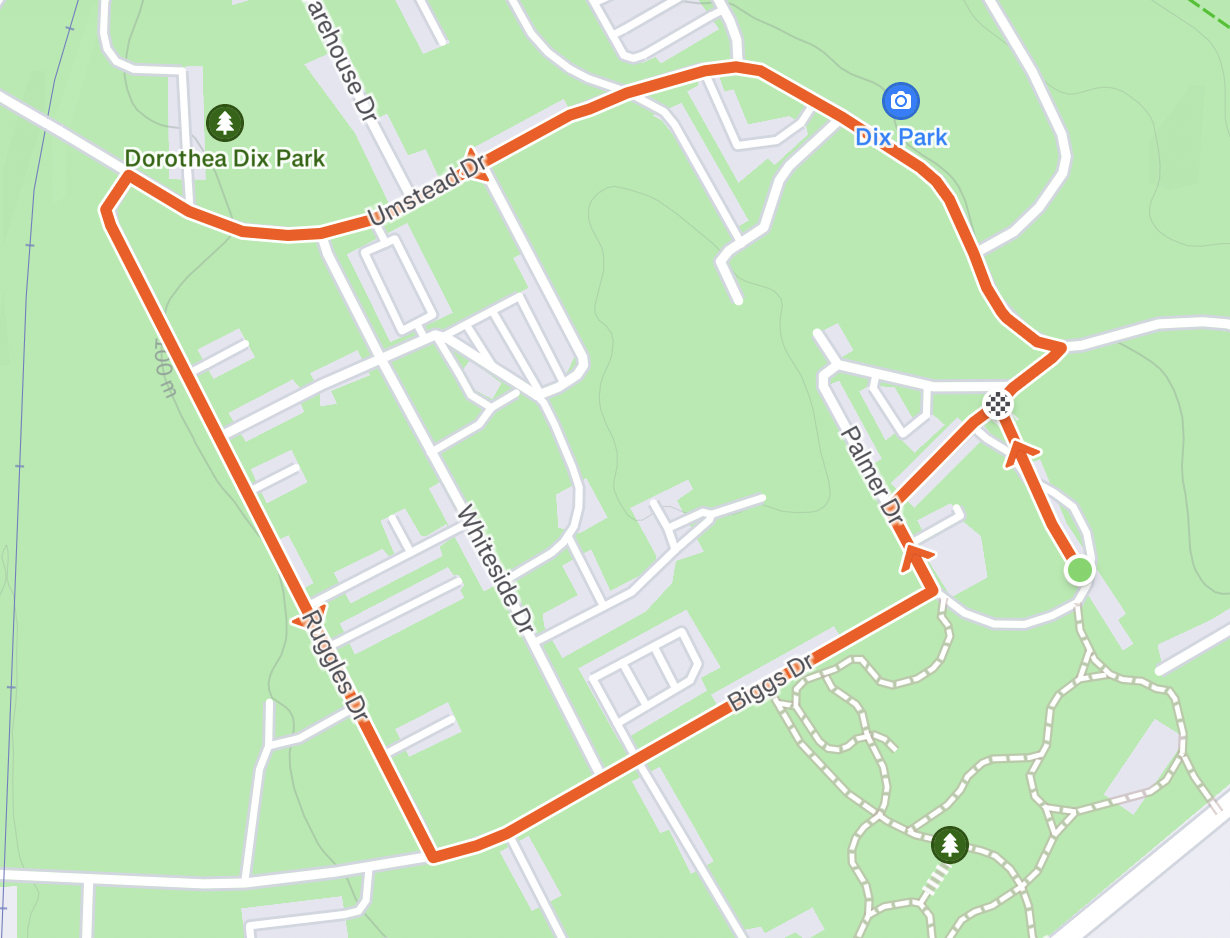 Dix Park Run Club 1 Mile Route
